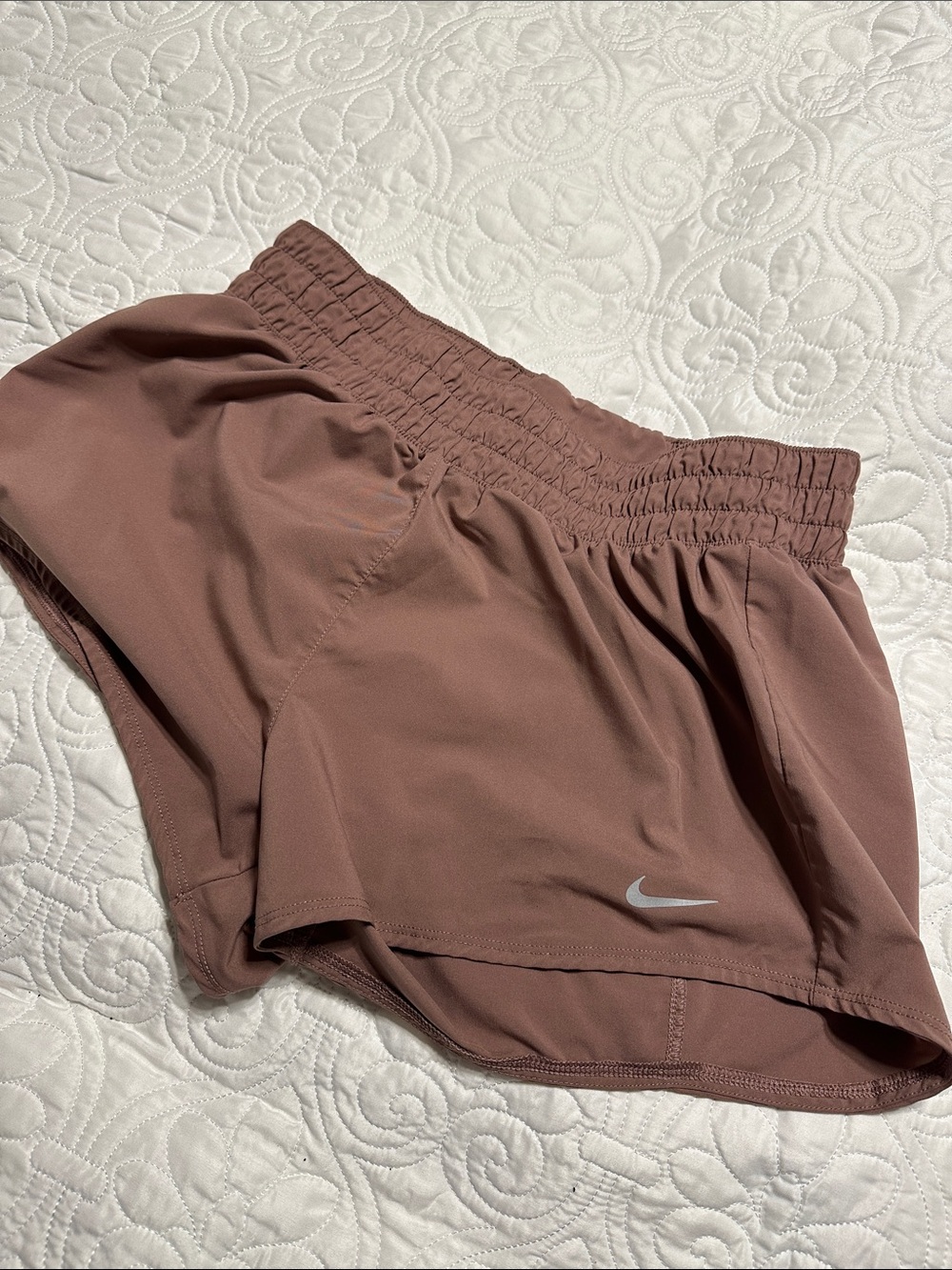 Nike Women’s Athletic Shorts in Mauve with Reflective Swoosh